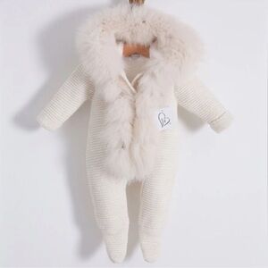 Mi Loves Signature Cream Knitted Pramsuit
